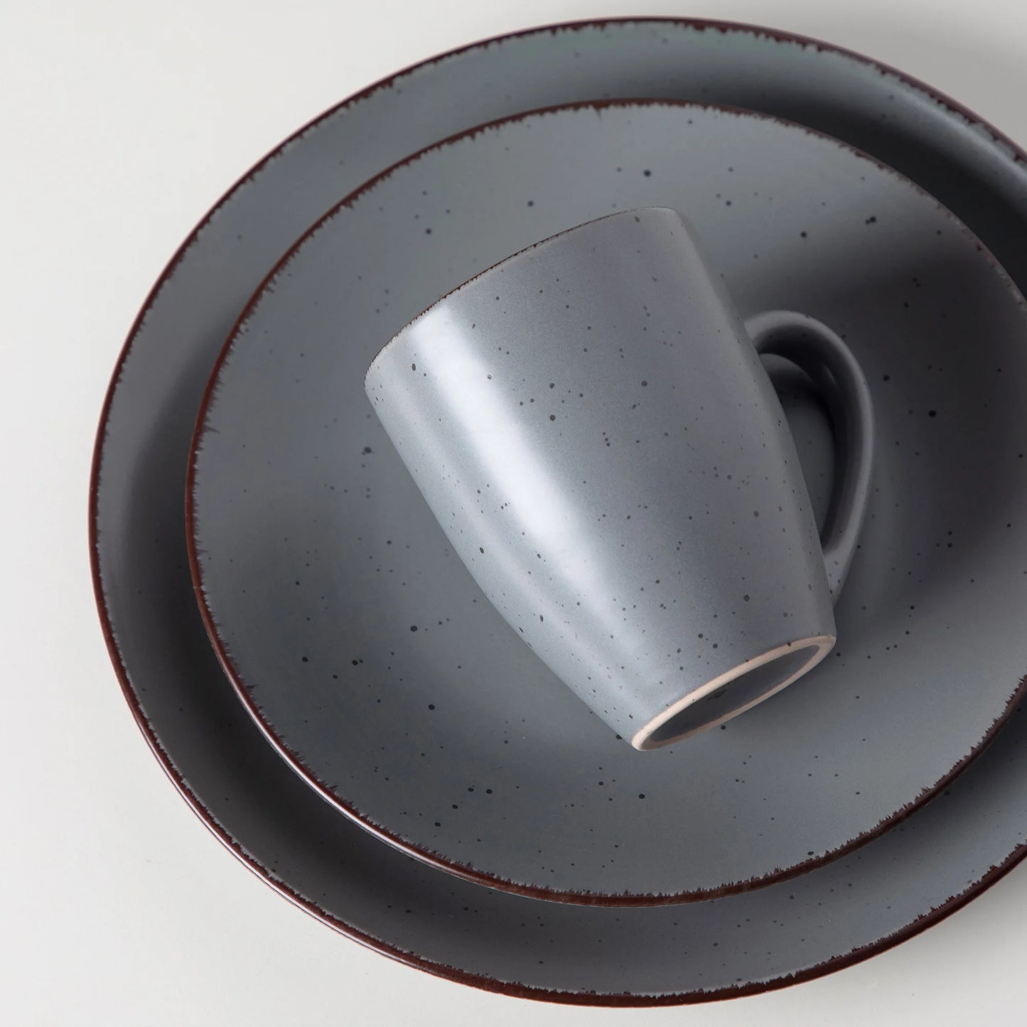 VANCASSO MODA Series 4-16 Piece Pottery Dinner Set Grey Stoneware Tableware Set with Dinner Plate,Dessert Plate,Bowls,Cups