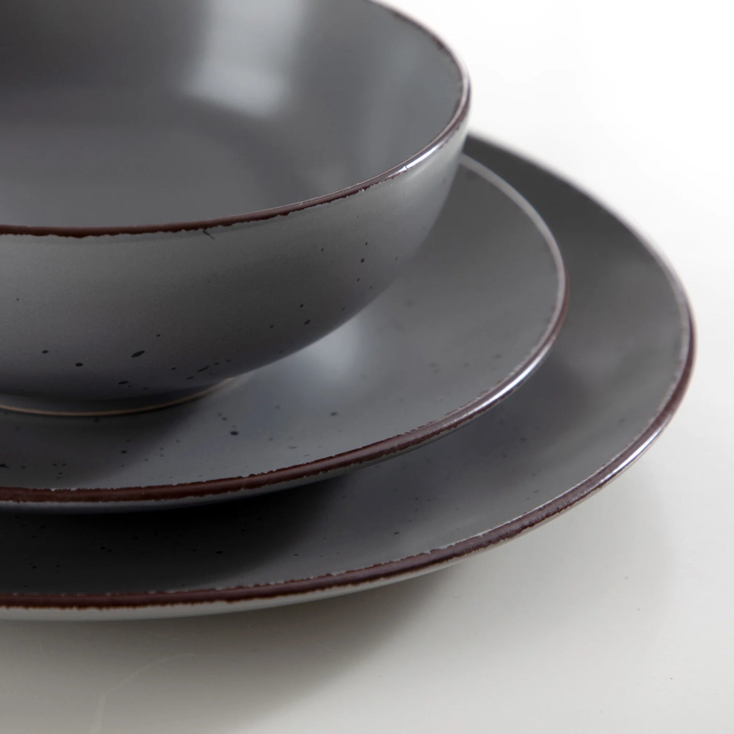 VANCASSO MODA Series 4-16 Piece Pottery Dinner Set Grey Stoneware Tableware Set with Dinner Plate,Dessert Plate,Bowls,Cups