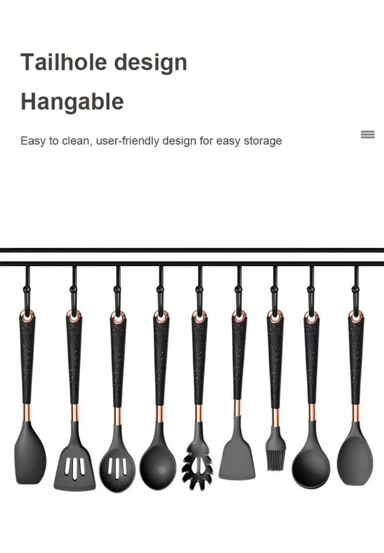 Black Kitchenware Set Silicone Material 13 piece sets
