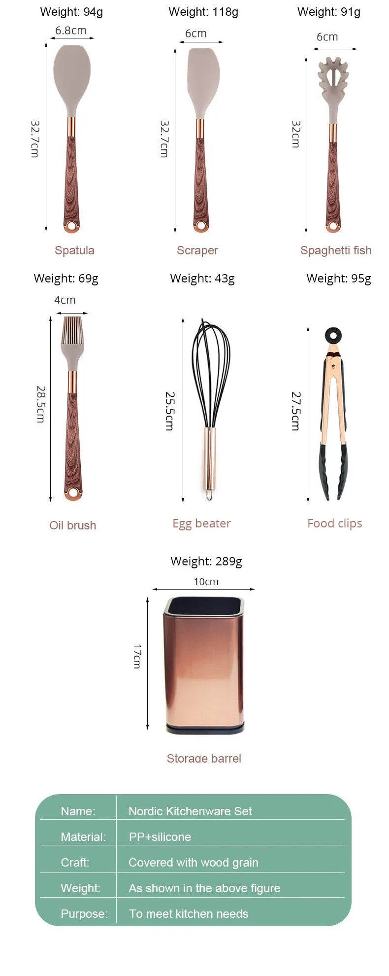 Apricot Kitchenware Set Silicone Material 13 piece sets