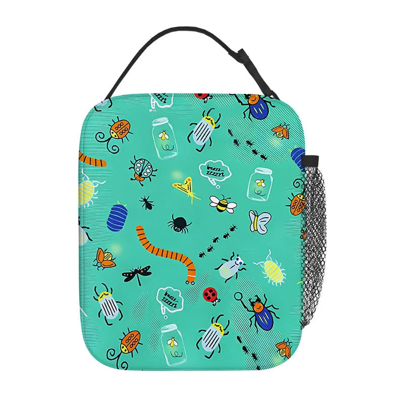 Insect Print Handheld Insulation Lunch Bag for Boy/Girls Best Gifts 3D Cartoon Portable Lunch Box Bag Picnic Bag