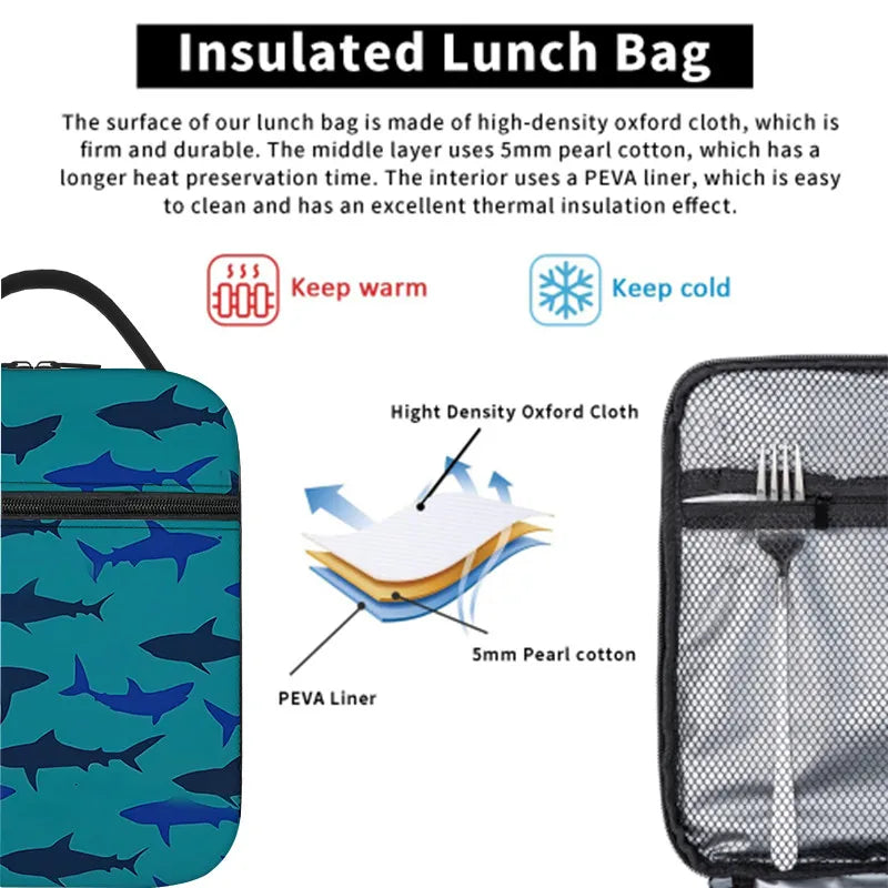 Shark Handheld Insulation Lunch Bag for Boy/Girls Best Gifts 3D Cartoon Portable Lunch Box Bag Picnic Bag