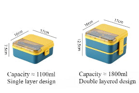 Double Layer Portable Lunch Box for Kids with Cutlery Microwave Sealed Bento Boxes Dinnerware Set Food Storage Container
