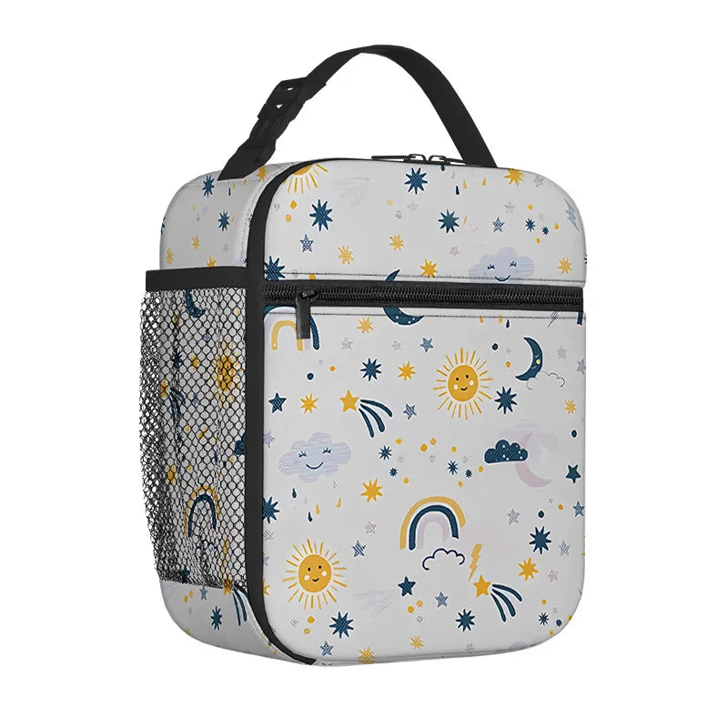 Sky Print Handheld Insulation Lunch Bag for Boy/Girls Best Gifts 3D Cartoon Portable Lunch Box Bag Picnic Bag