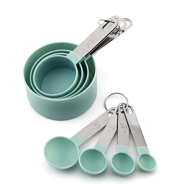 Measuring Cups & Spoons 8PCS Set For Baking Cooking Measuring Cooking Utensils Stainless Steel Handle