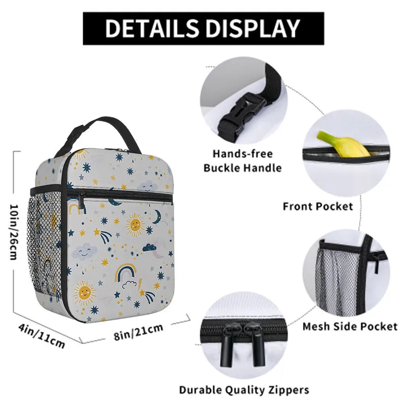 Sky Print Handheld Insulation Lunch Bag for Boy/Girls Best Gifts 3D Cartoon Portable Lunch Box Bag Picnic Bag