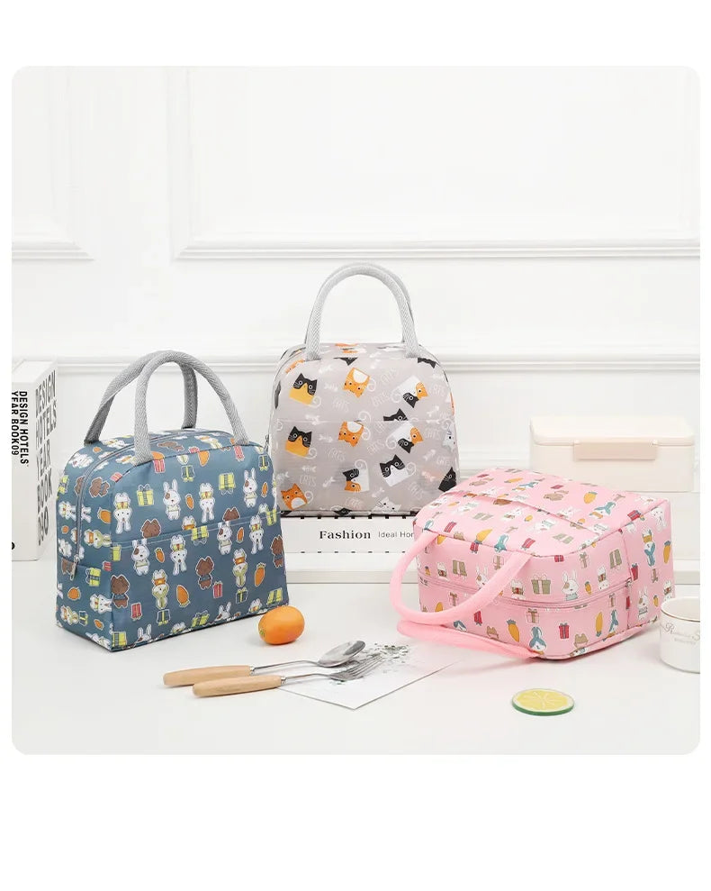 Portable Lunch Bags Thermal Insulation Lunch Box Storage Bag Children's School Lunch Box Bag Picnic Storage Large Capacity