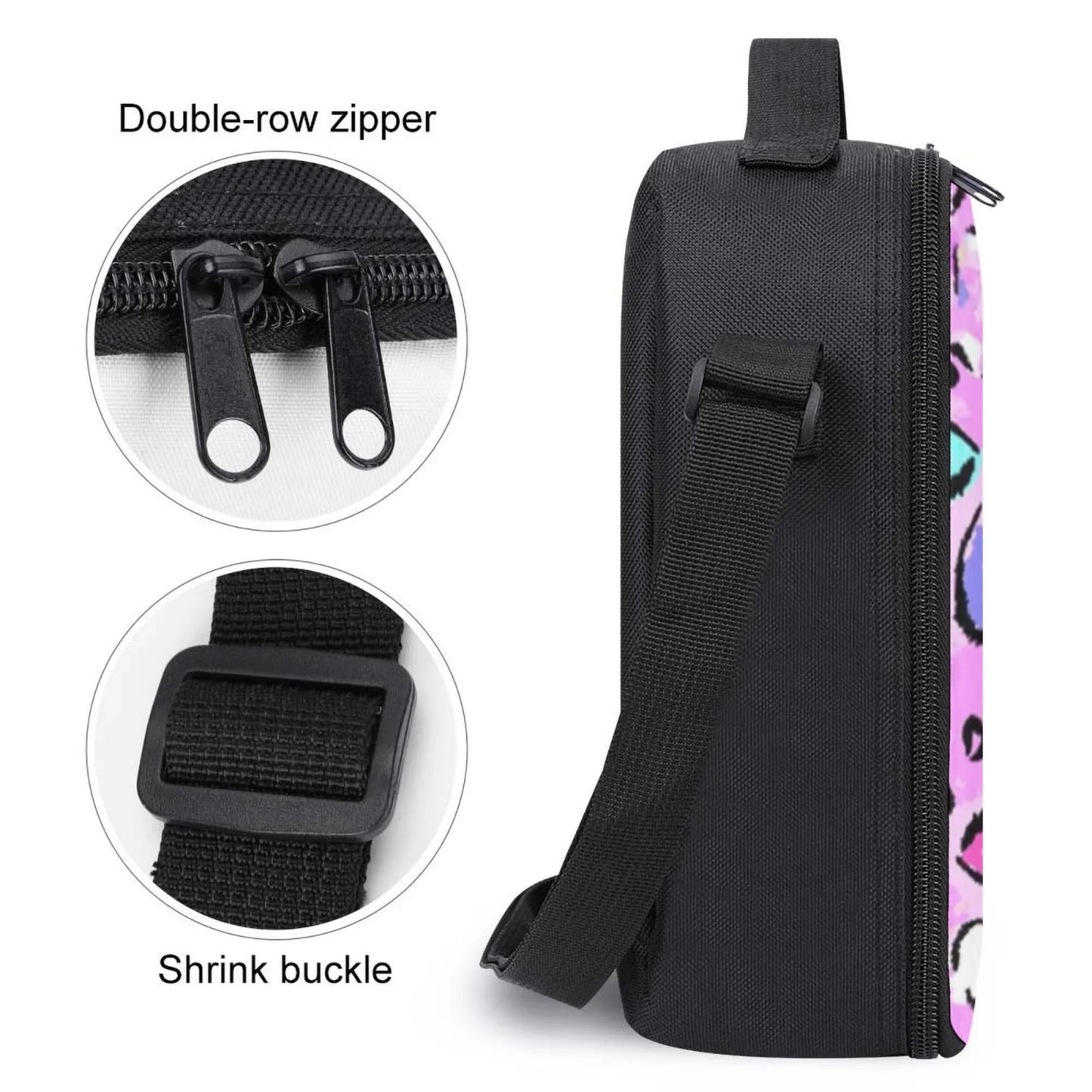 insulated Colorful Heart Pattern Lunch Bag, Oxford Cloth Material, Ideal for School/Picnic/Outdoor/Daily Use