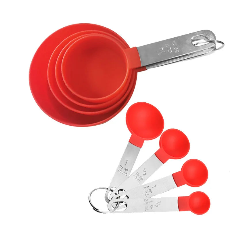 Measuring Cups & Spoons 8PCS Set For Baking Cooking Measuring Cooking Utensils Stainless Steel Handle
