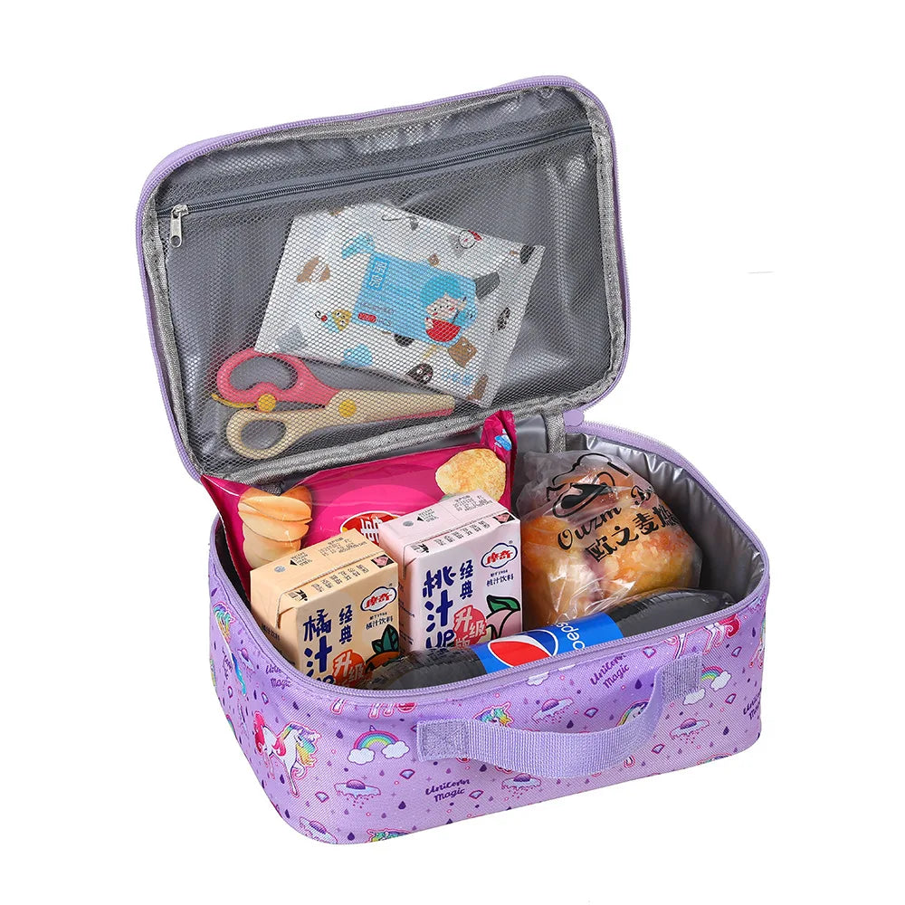 Lunch Bag for Kids Cartoon Rainbow Unicorn Lunch Bag Picnic Food Bag Student School Bento Bag
