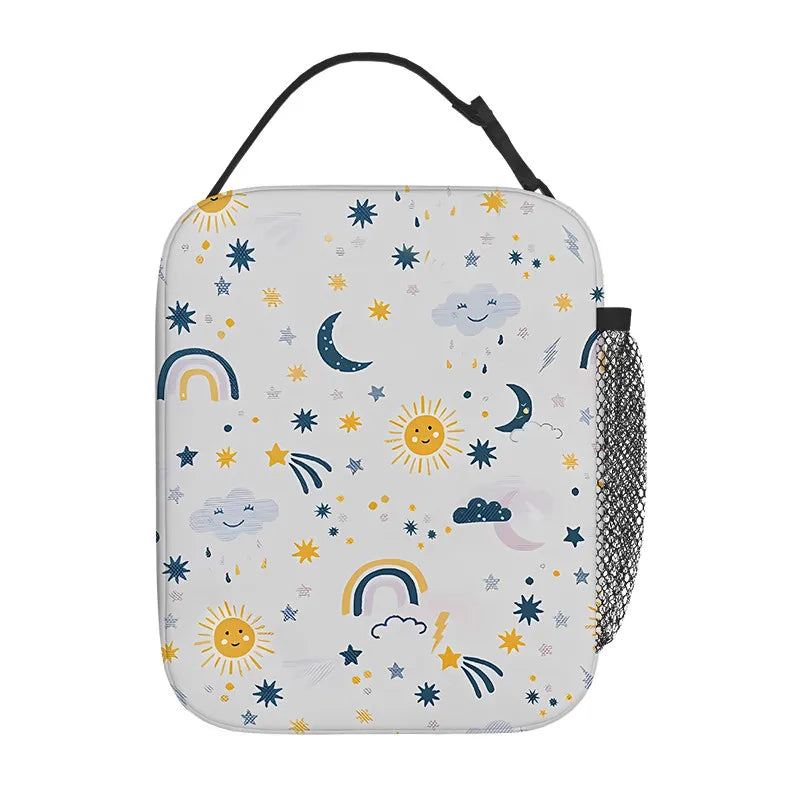 Sky Print Handheld Insulation Lunch Bag for Boy/Girls Best Gifts 3D Cartoon Portable Lunch Box Bag Picnic Bag