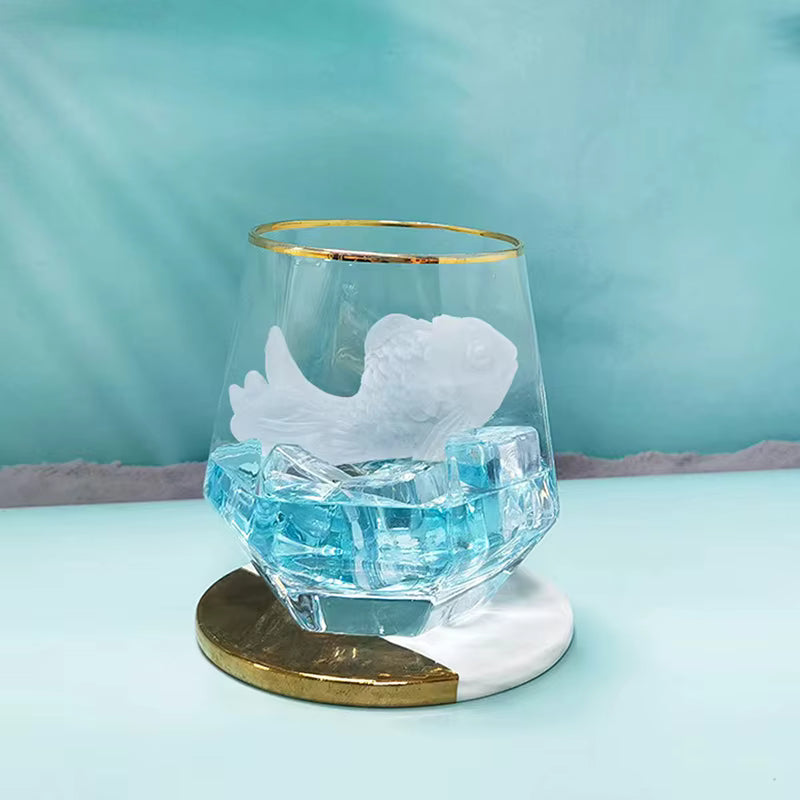 320ml 4pcs Set Hexagonal Cup Wine Utensils Unique Cold Drink Cup Golden Edged Glass Cup Coffee Juice Tea Cups Cafe