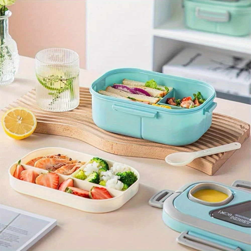 1PC Convenient Insulated Lunch Box, European Oval Sealed Fresh-keeping Lunch Box, Double-layer Household Bento Box
