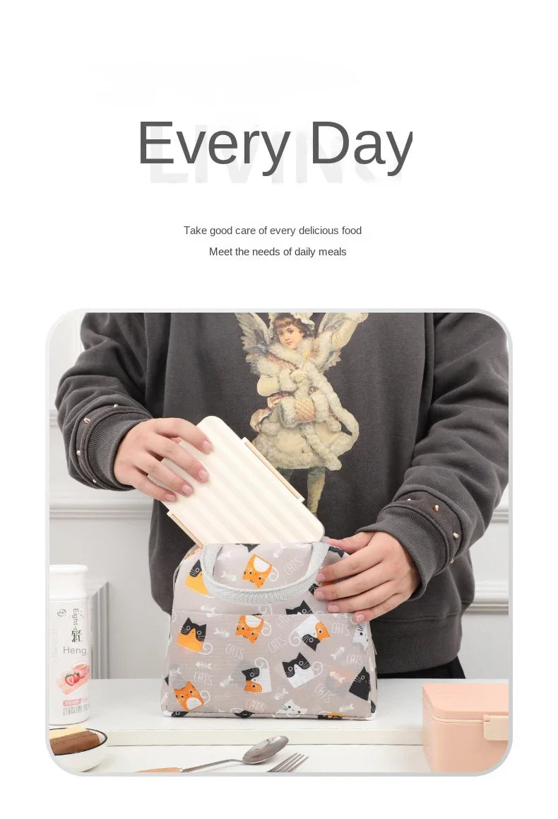 Portable Lunch Bags Thermal Insulation Lunch Box Storage Bag Children's School Lunch Box Bag Picnic Storage Large Capacity