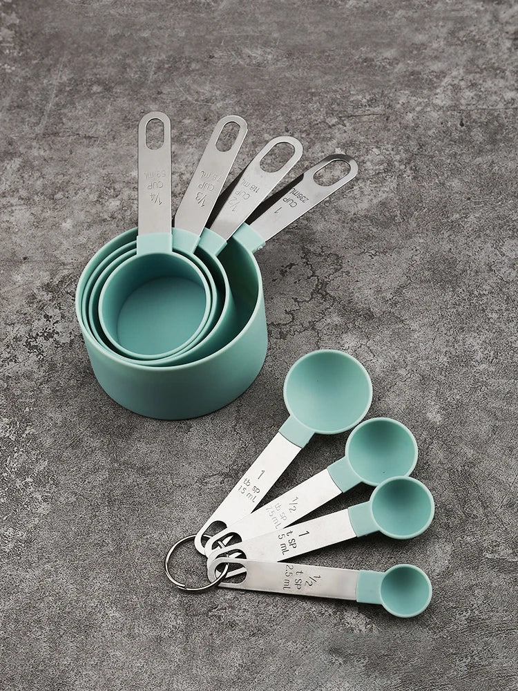 Measuring Cups & Spoons 8PCS Set For Baking Cooking Measuring Cooking Utensils Stainless Steel Handle