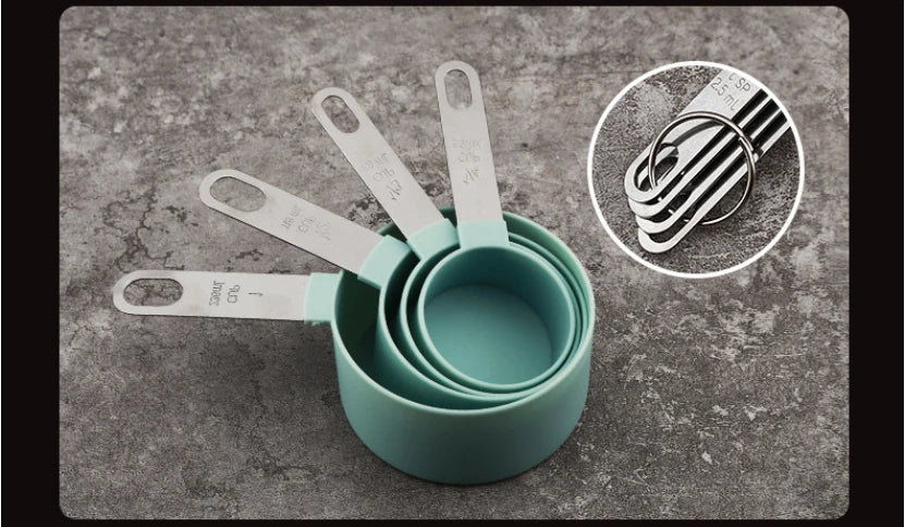 Measuring Cups & Spoons 8PCS Set For Baking Cooking Measuring Cooking Utensils Stainless Steel Handle