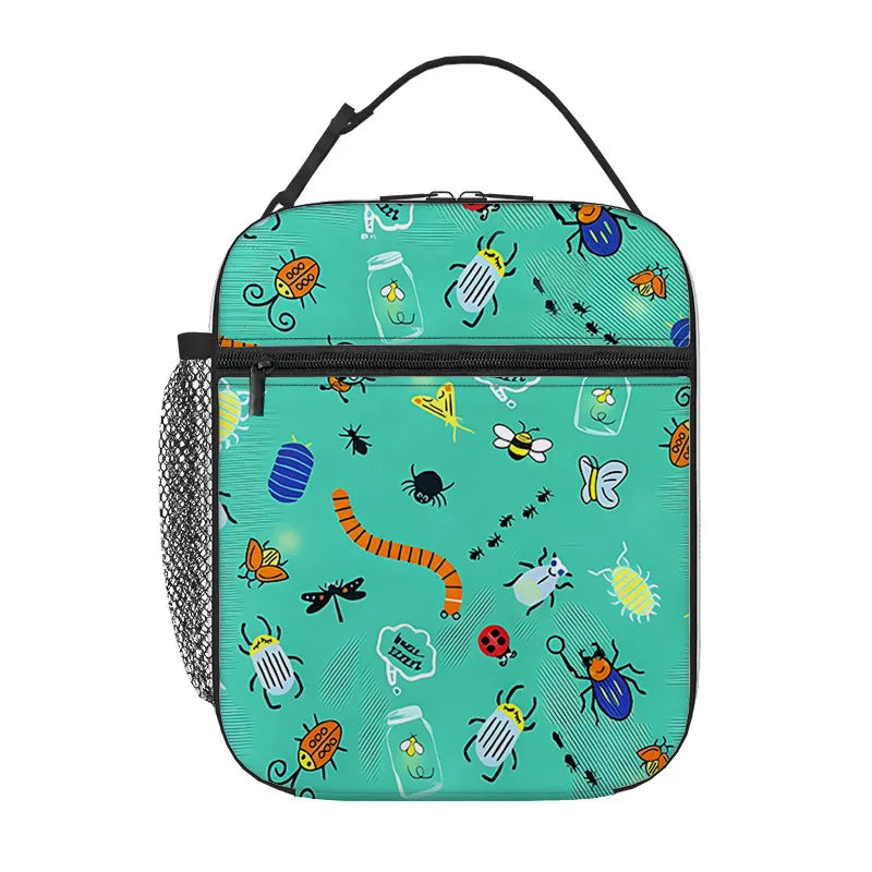 Insect Print Handheld Insulation Lunch Bag for Boy/Girls Best Gifts 3D Cartoon Portable Lunch Box Bag Picnic Bag