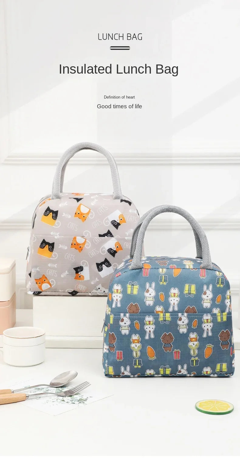 Portable Lunch Bags Thermal Insulation Lunch Box Storage Bag Children's School Lunch Box Bag Picnic Storage Large Capacity
