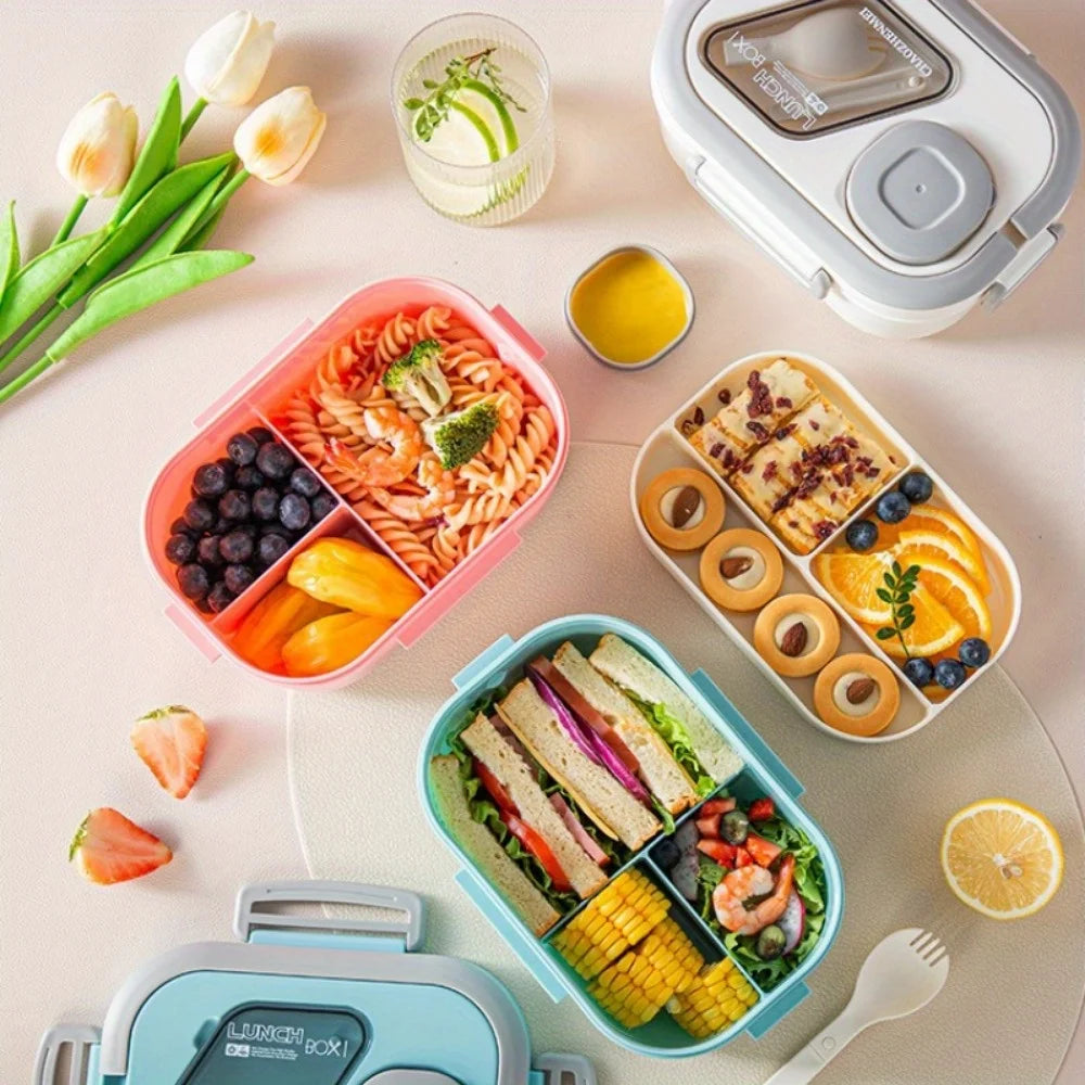 1PC Convenient Insulated Lunch Box, European Oval Sealed Fresh-keeping Lunch Box, Double-layer Household Bento Box