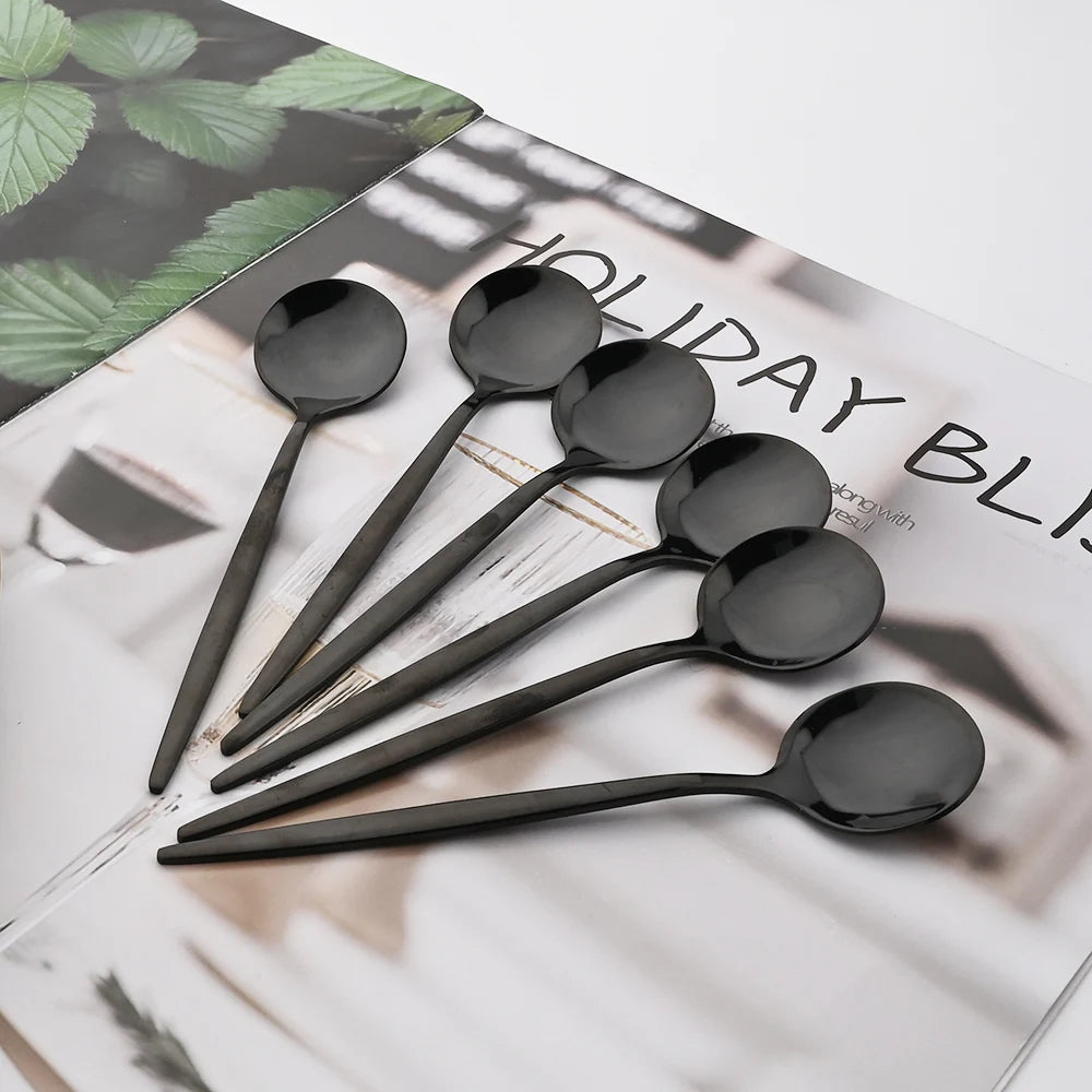16Pcs Tableware Dinnerware Set Black Cutlery Set Stainless Steel Fork Knife Teaspoon Dinner Kitchen Flatware Set