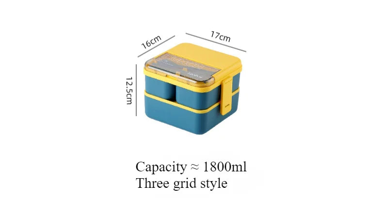 Double Layer Portable Lunch Box for Kids with Cutlery Microwave Sealed Bento Boxes Dinnerware Set Food Storage Container