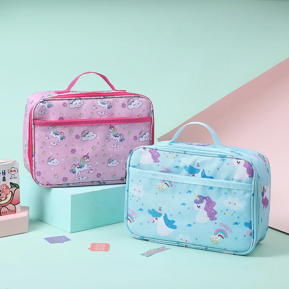 Lunch Bag for Kids Cartoon Rainbow Unicorn Lunch Bag Picnic Food Bag Student School Bento Bag