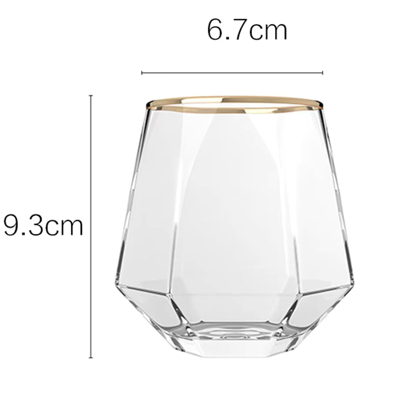 320ml 4pcs Set Hexagonal Cup Wine Utensils Unique Cold Drink Cup Golden Edged Glass Cup Coffee Juice Tea Cups Cafe
