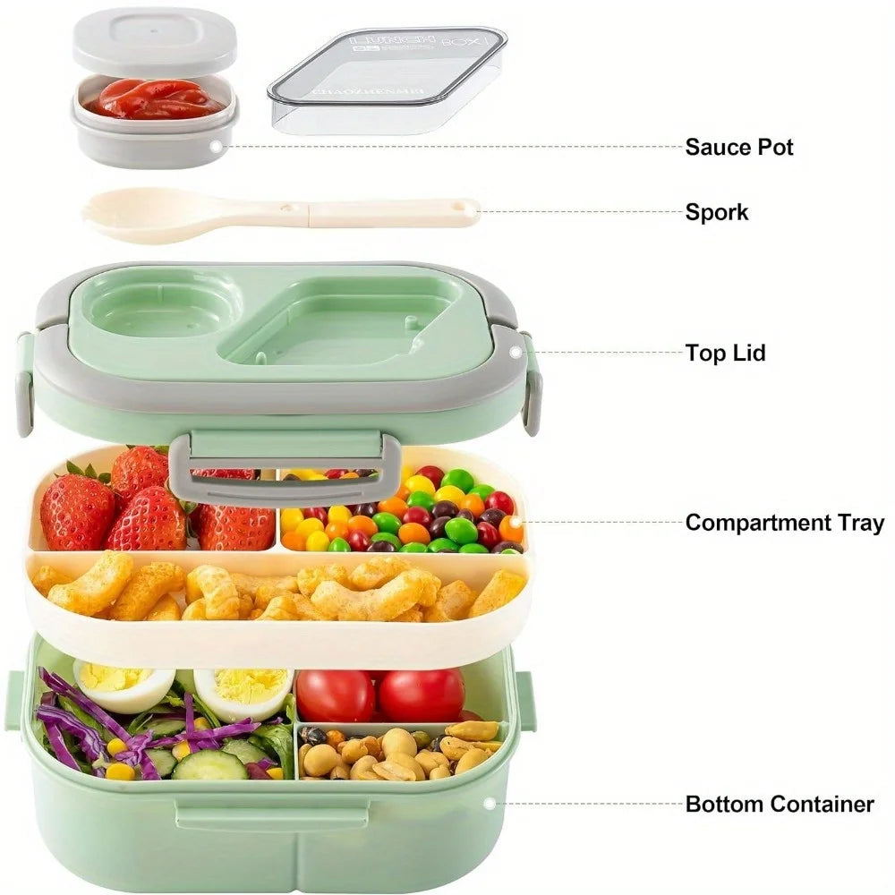 1PC Convenient Insulated Lunch Box, European Oval Sealed Fresh-keeping Lunch Box, Double-layer Household Bento Box