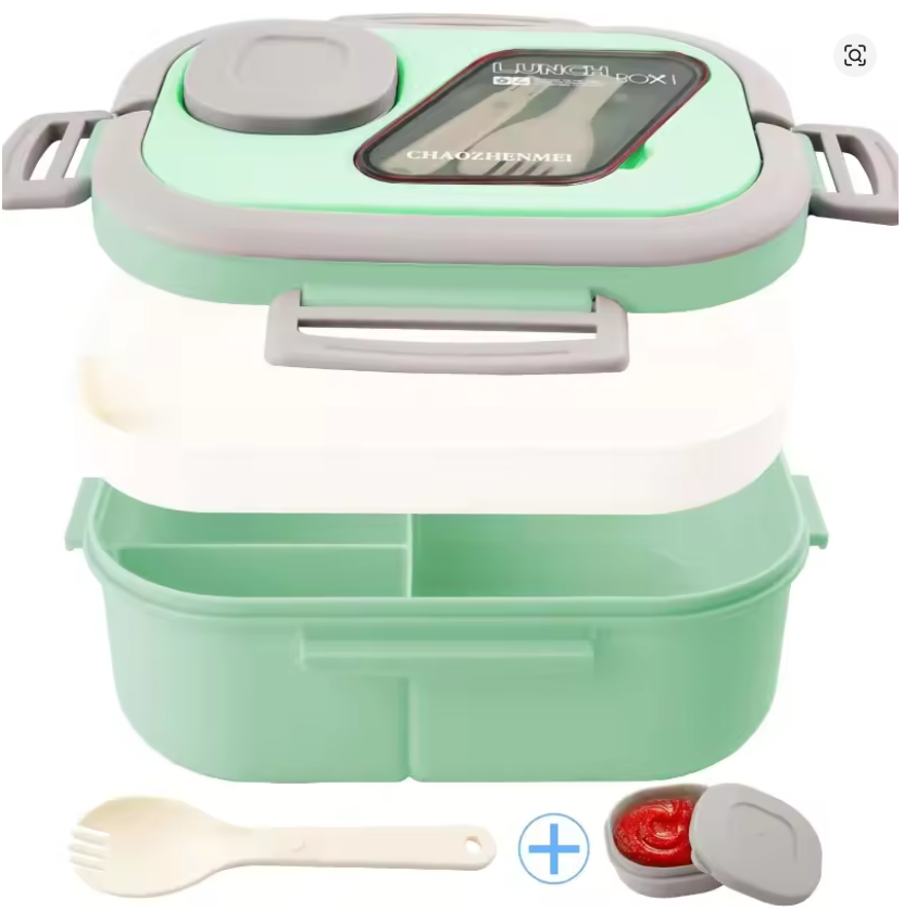 1PC Convenient Insulated Lunch Box, European Oval Sealed Fresh-keeping Lunch Box, Double-layer Household Bento Box
