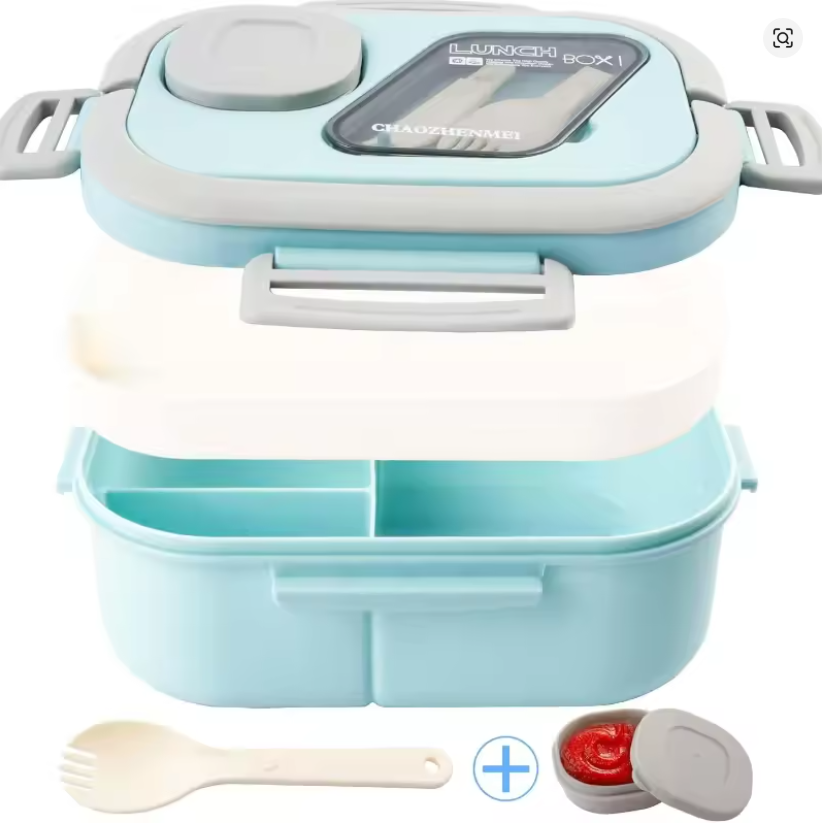 1PC Convenient Insulated Lunch Box, European Oval Sealed Fresh-keeping Lunch Box, Double-layer Household Bento Box