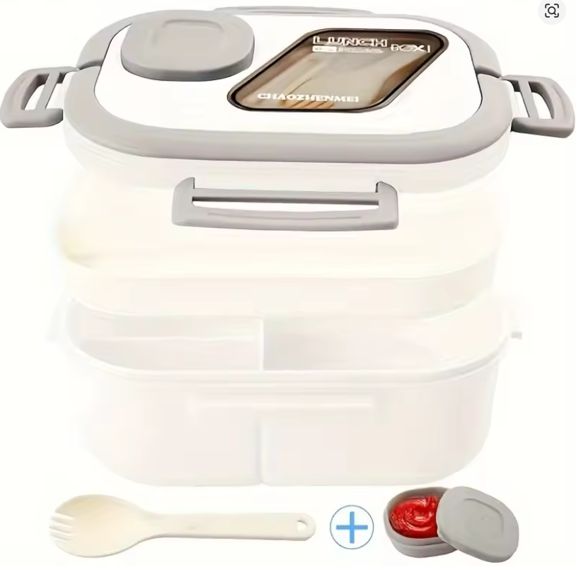 1PC Convenient Insulated Lunch Box, European Oval Sealed Fresh-keeping Lunch Box, Double-layer Household Bento Box