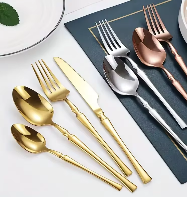 16/24pcs Stainless steel cutlery Small waist set Silver luxury cutlery Kitchen items include a knife, fork and spoon