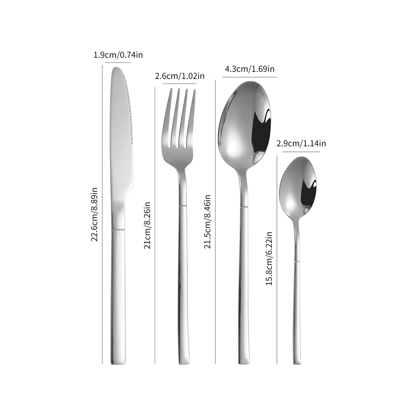 16/24pcs Silver stainless steel tableware set Hotel Western steak knife fork spoon dessert spoon home delicate tableware