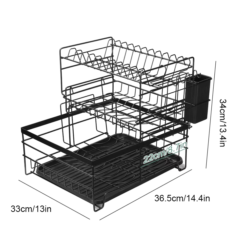 3-tier Dish Rack, Multifunctional Extra Large Dish Drying Rack, Large Capacity Dish Drainer With Cutting Board Holder Drain Boar