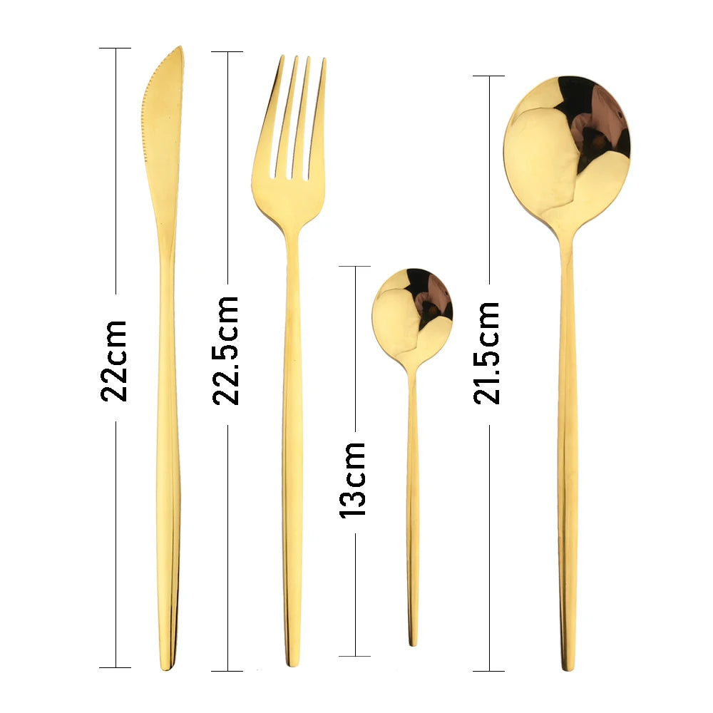 24Pcs Stainless Steel Dinnerware Set Kitchen Fork Spoon Knife Dinner Cutlery Set White Silver Western Flatware Tableware Set