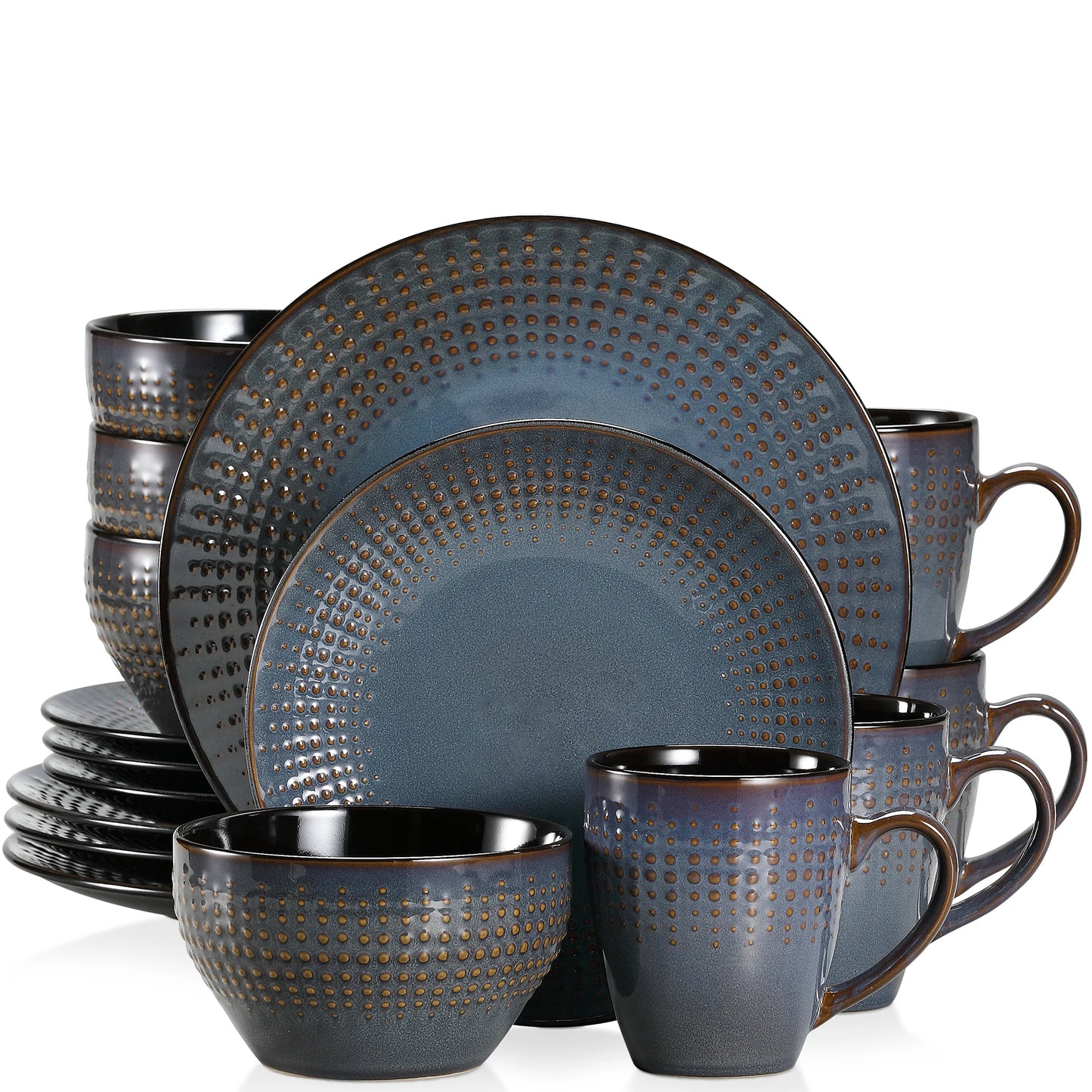 Vancasso 4-32 Piece Embossed Relief Stoneware Tableware Set with Dinner/Dessert Plate/Soup Bowl/Mug Service for 4/8/12