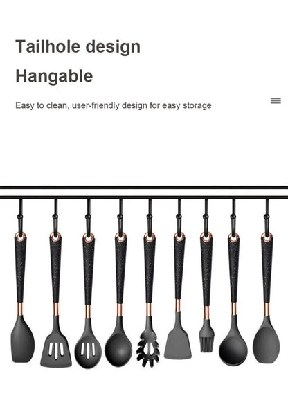 Black Kitchenware Set Silicone Material 13 piece sets