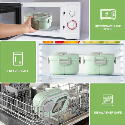 1PC Convenient Insulated Lunch Box, European Oval Sealed Fresh-keeping Lunch Box, Double-layer Household Bento Box