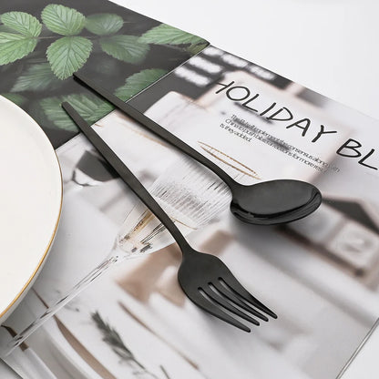 16Pcs Tableware Dinnerware Set Black Cutlery Set Stainless Steel Fork Knife Teaspoon Dinner Kitchen Flatware Set