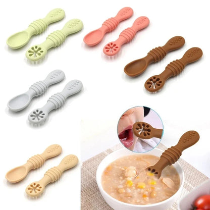 Baby / Toddler Tableware Silicone Baby Sucker Silicone Dining Plate Rice Spoon Set Cute Cartoon Children Dishes Smile Face Retro Kid Bowl