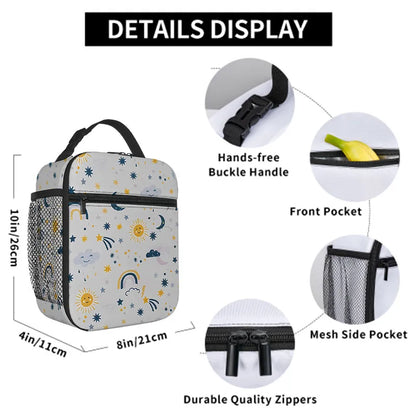 Sky Print Handheld Insulation Lunch Bag for Boy/Girls Best Gifts 3D Cartoon Portable Lunch Box Bag Picnic Bag