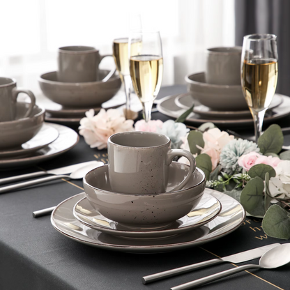 Vancasso Grey 16 / 32 Piece Ceramic Stoneware Dinnerware Set