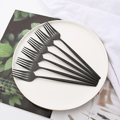 16Pcs Tableware Dinnerware Set Black Cutlery Set Stainless Steel Fork Knife Teaspoon Dinner Kitchen Flatware Set