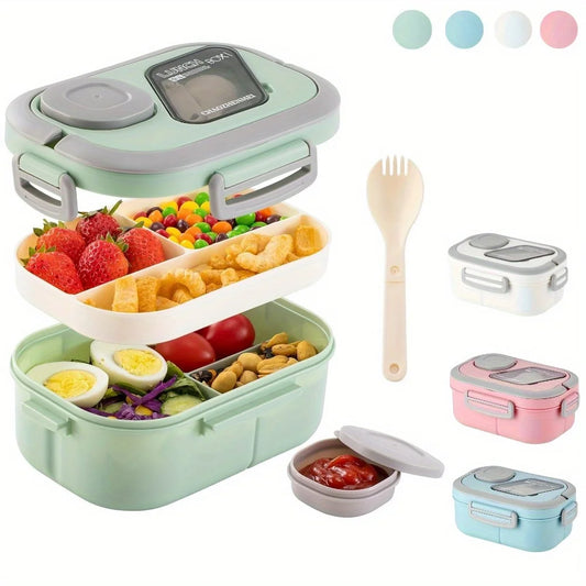 1PC Convenient Insulated Lunch Box, European Oval Sealed Fresh-keeping Lunch Box, Double-layer Household Bento Box