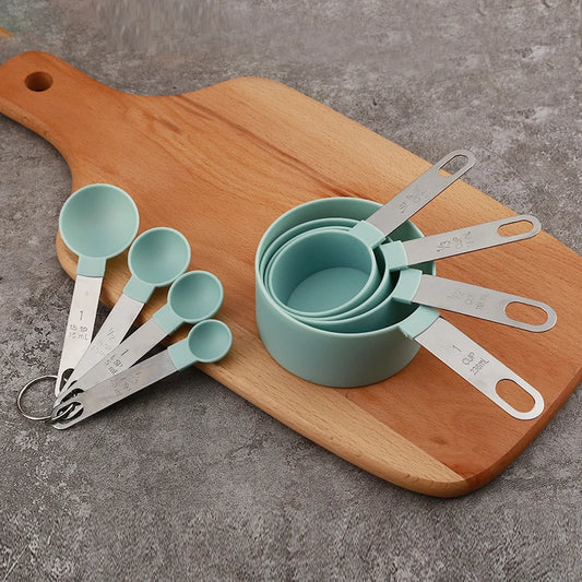 Measuring Cups & Spoons 8PCS Set For Baking Cooking Measuring Cooking Utensils Stainless Steel Handle