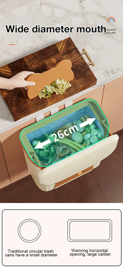 8.5/12L Kitchen Wastebasket Wall Mounted Trash Can With Lid Bathroom Trash Bin Garbage Can for Cabinet Under Sink Compost Bin