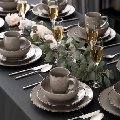 Vancasso Grey 16 / 32 Piece Ceramic Stoneware Dinnerware Set