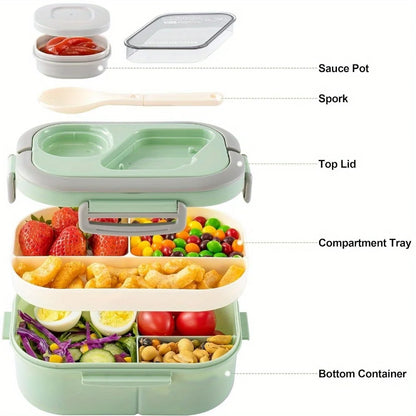 1PC Convenient Insulated Lunch Box, European Oval Sealed Fresh-keeping Lunch Box, Double-layer Household Bento Box