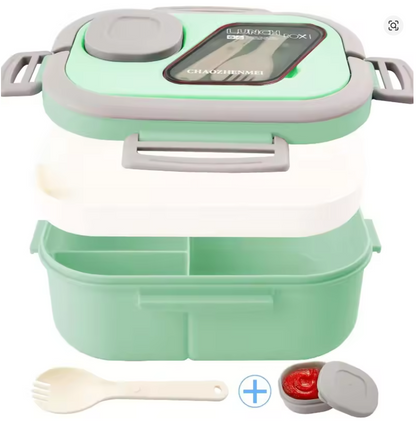 1PC Convenient Insulated Lunch Box, European Oval Sealed Fresh-keeping Lunch Box, Double-layer Household Bento Box