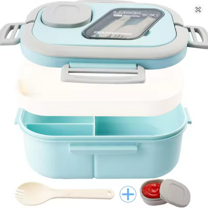 1PC Convenient Insulated Lunch Box, European Oval Sealed Fresh-keeping Lunch Box, Double-layer Household Bento Box
